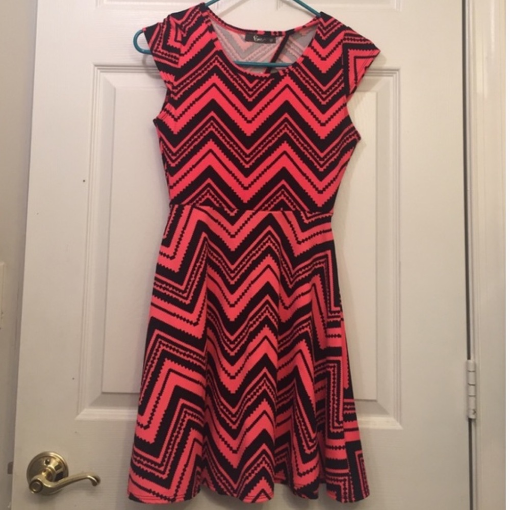 Hot Pink Tribal Print Flare Dress
